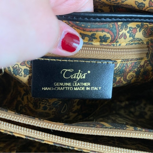 NWT Calja Italian Genuine Leather Embossed Over the Shoulder Purse Handcrafted - Picture 12 of 16